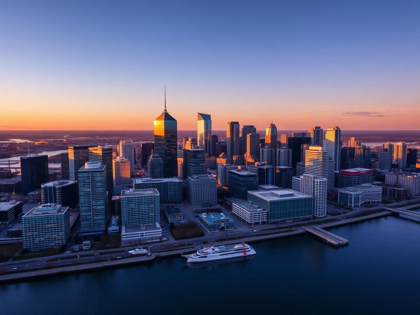 Vue de Montréal au coucher du soleil