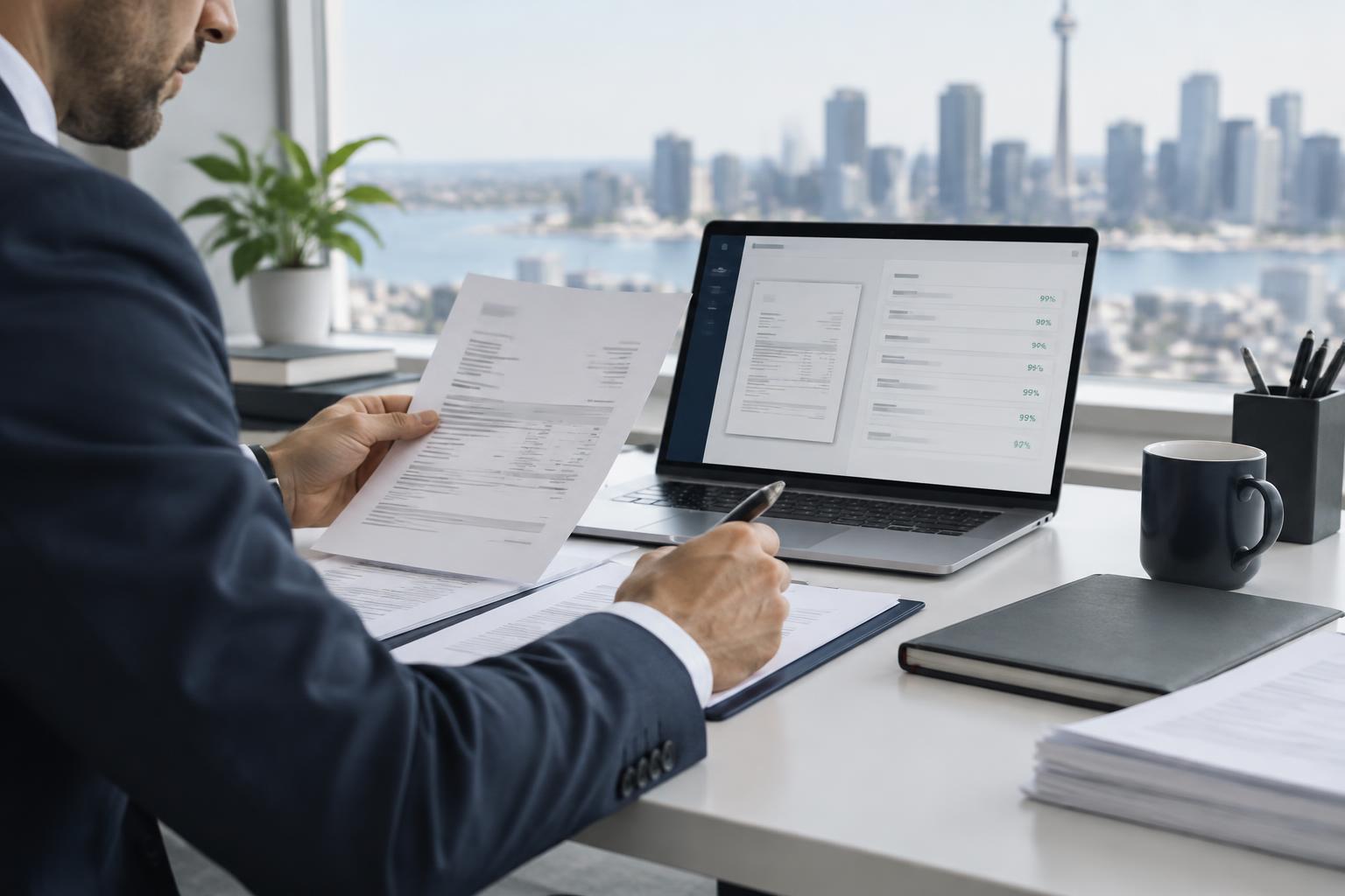 Professionnel validant des documents analysés par intelligence artificielle