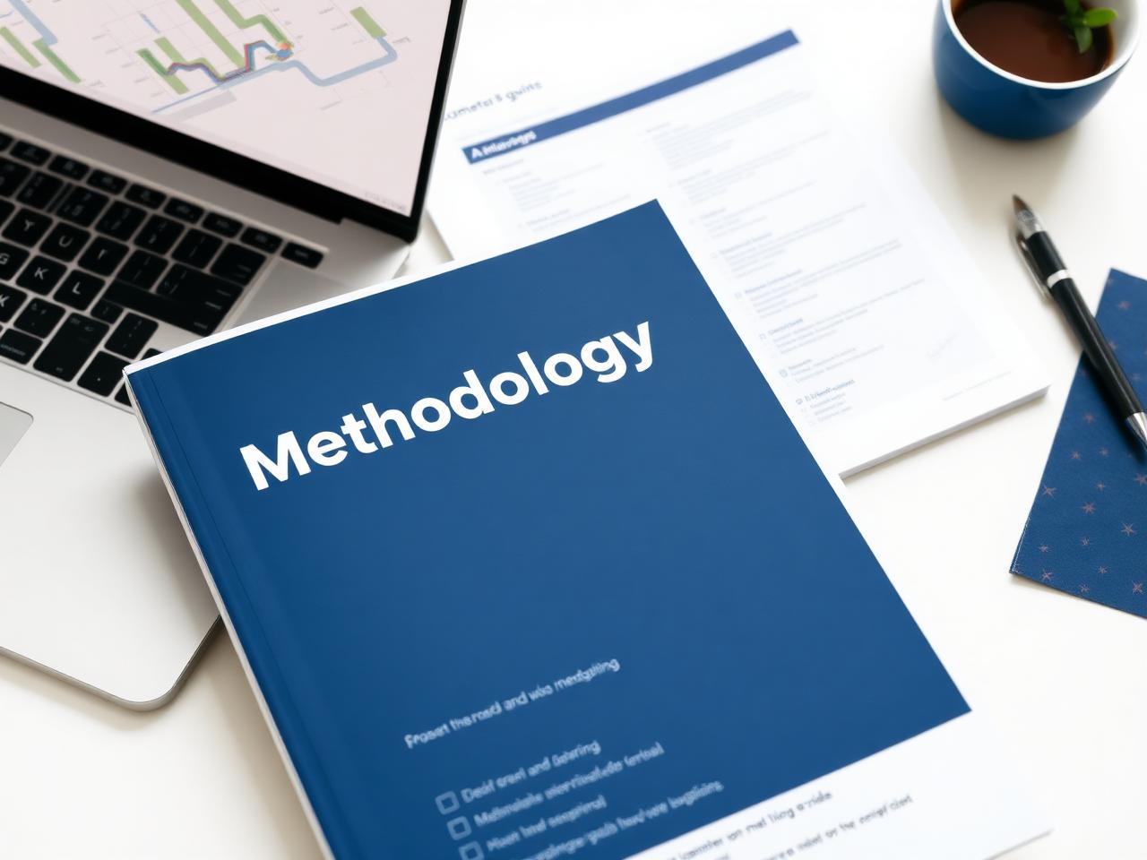 Guide méthodologique imprimé posé sur un bureau à côté d’un ordinateur portable affichant une feuille de route